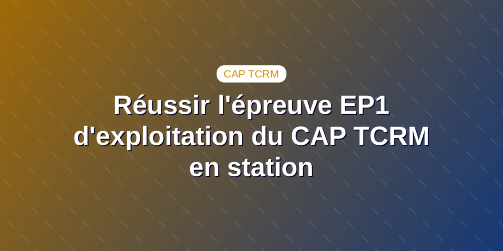 Couverture : Guide de réussite pour l'épreuve pratique EP1 Exploitation du CAP TCRM