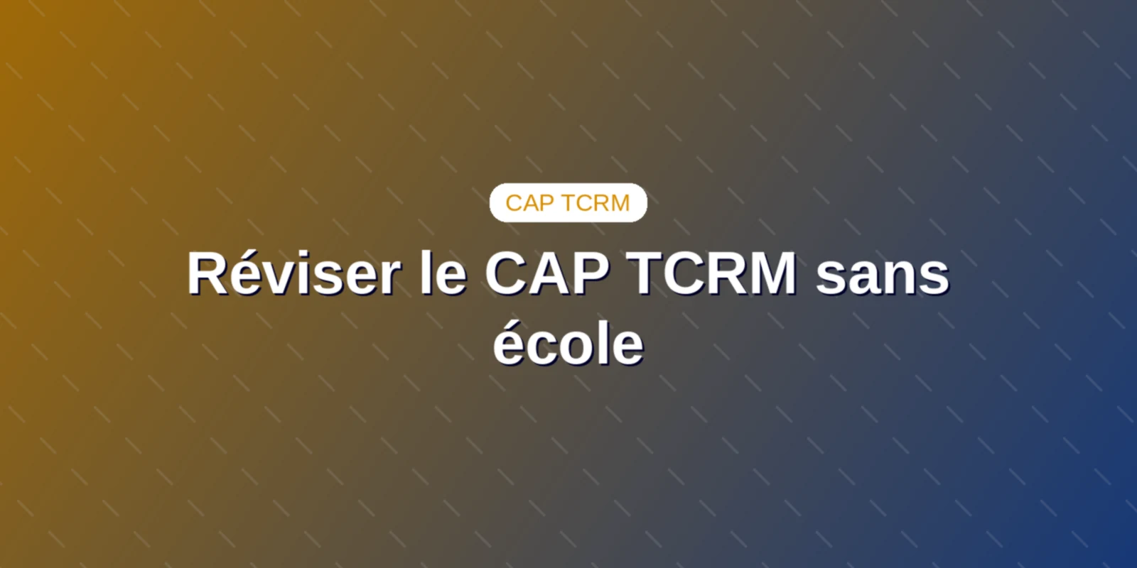 Réviser le CAP TCRM sans école : méthode de station Couverture : Méthode de révision en station et planning de travail pour le CAP TCRM
